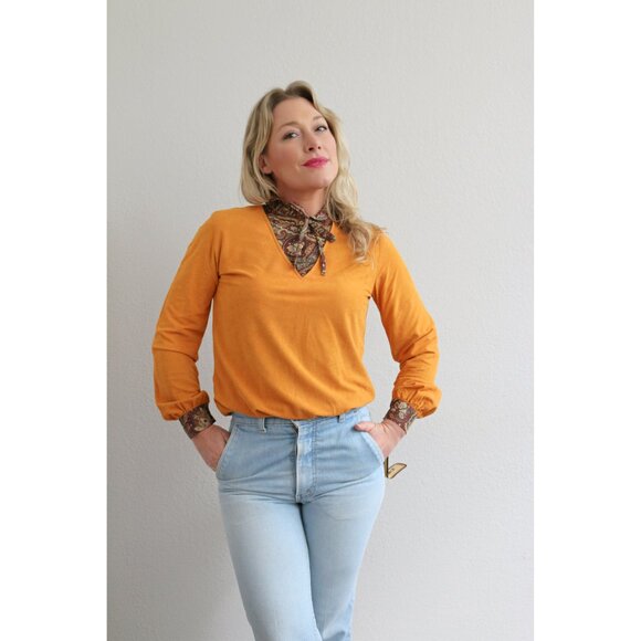 1970's Vintage Deadstock Marigold Blouse ~ Women's Extra Small, Small & Medium - Picture 5 of 8